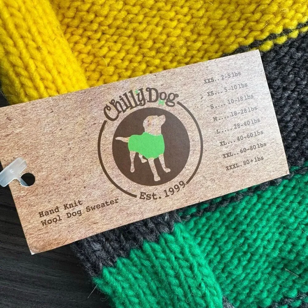 Chilly Dog Charcoal Striped 100% Organic Wool Dog Sweater Size XL